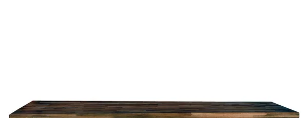 Деревянная Поверхность Стола Изолирована Белом Фоне Мебель Цельного Дерева Пустой — стоковое фото