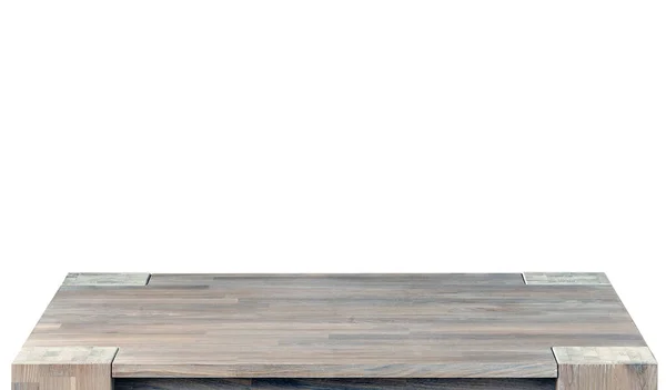 木製のテーブルの上面白の背景に隔離された ソリッドウッド家具近接ビュー3Dイラスト — ストック写真