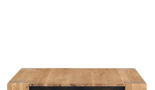 木製のテーブルの上面白の背景に隔離された ソリッドウッド家具近接ビュー3Dイラスト テーブルトップ料理プレゼンテーションテンプレート — ストック写真