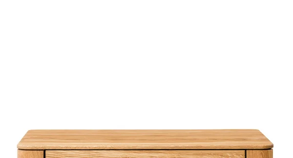 Wooden Table Top Surface Isolated White Background Solid Wood Furniture — Stockfoto
