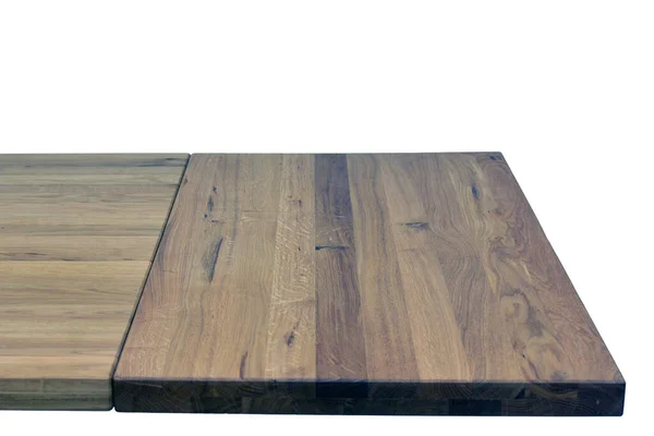 Fából Készült Asztal Felülete Természetes Bútorok Közeli Kilátás Elszigetelt Fehér — Stock Fotó