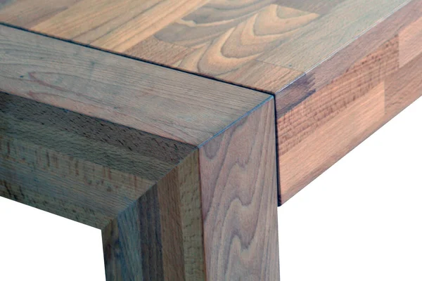 Tischplatte Aus Holz Naturholzmöbel Aus Nächster Nähe Isoliert Über Weißem — Stockfoto