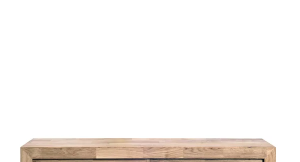 Wooden Table Top Surface Isolated White Background Solid Wood Furniture — 图库照片#