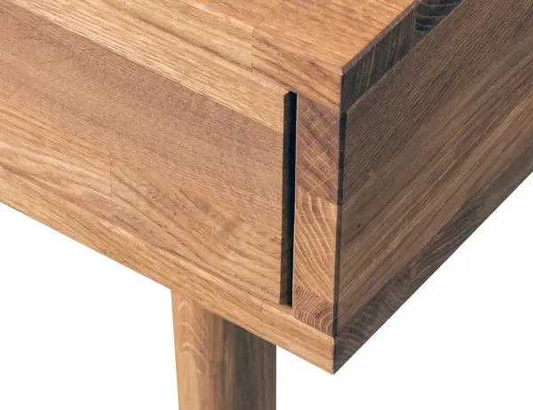 Wooden Table Corner Drawer Leg Close View Photo Wooden Furniture — Zdjęcie stockowe