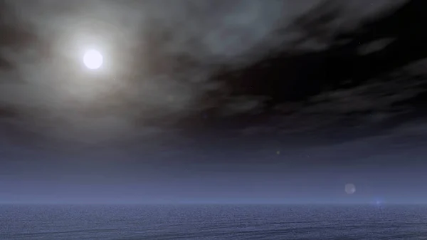 Απεικόνιση Φεγγάρι Και Θάλασσα Φυσικό Ωκεανό Στο Φόντο Της Νύχτας — Φωτογραφία Αρχείου