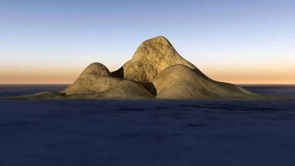 Mountains in the deserted land, 3D illustration rendering background