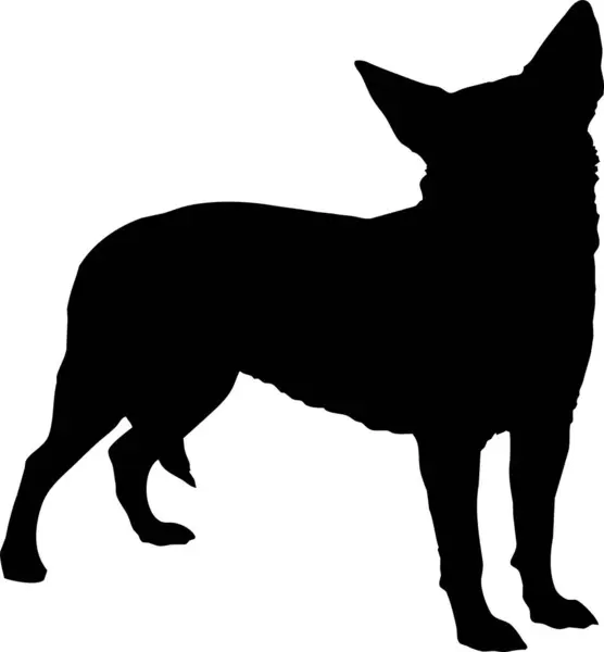 Hundsiluett Skylt Vektor Illustration Svart Hund Form Över Vit Bakgrund — Stock vektor