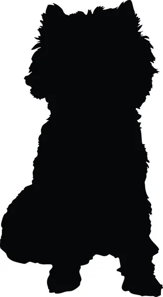 Hund Silhuett Vektor Illustration Svart Hund Siluett Över Vit Bakgrund — Stock vektor