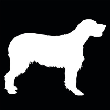 Köpek şekli vektör çizimi. Siyah arka planda beyaz köpek silueti. Köpek maskesi şablonu