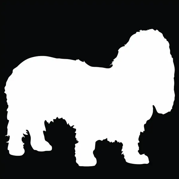 Forma Del Cane Vettoriale Illustrazione Silhouette Cane Bianco Sfondo Nero — Vettoriale Stock