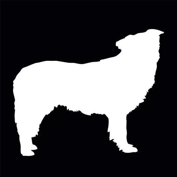 Εικόνα Διανυσματικού Σχήματος Σκύλου Λευκή Σιλουέτα Σκύλου Πάνω Από Μαύρο — Διανυσματικό Αρχείο