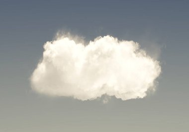 Single cloud isolated over blue sky background. White fluffy cloud photo, beautiful cloud shape. Climate concept 