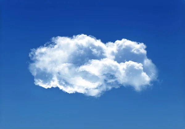Single cloud illustration isolated over blue sky background, realistic cloud shape 3d rendering