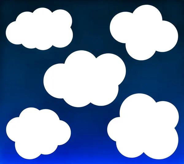 Cloud vector icons set isolated over gradient background, cartoon vector clouds set