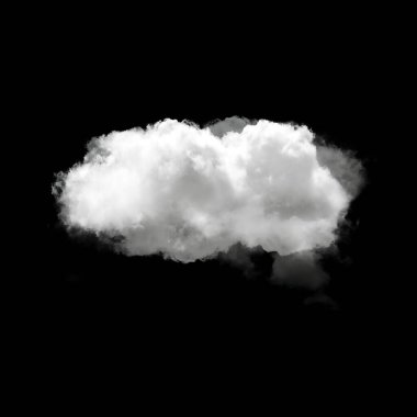 Beyaz siyah arka plan 3d illüstrasyon, doğal bulut şekil izole bulut