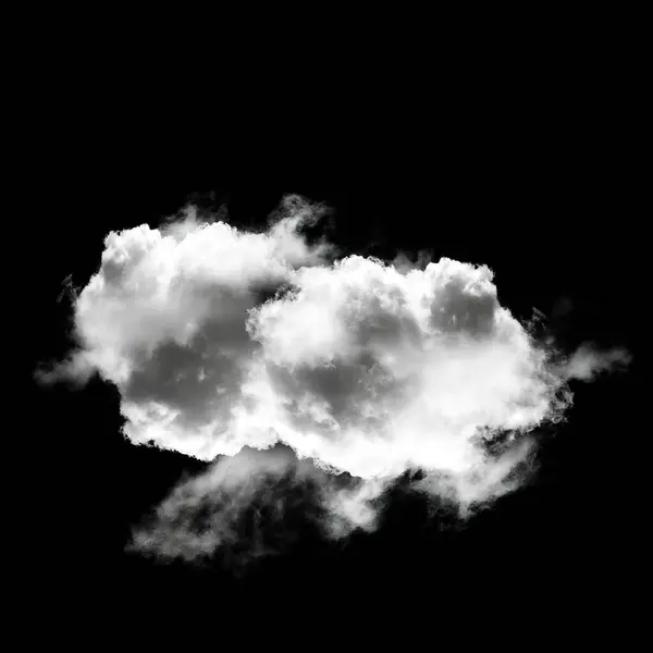 Single cloud isolated over black background, 3D illustration, realistic cloud shape rendering