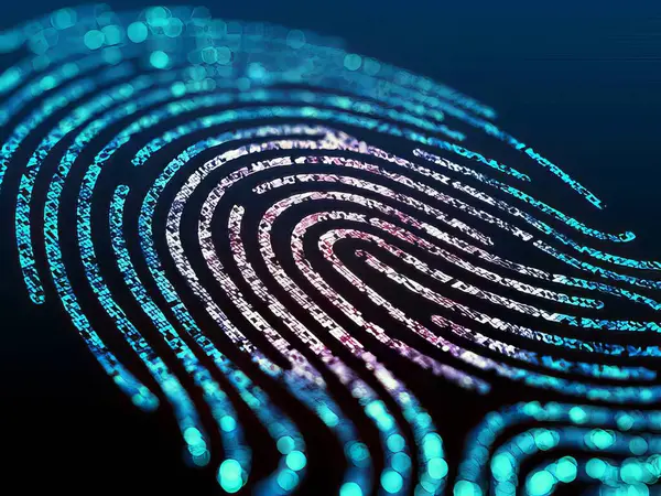 指紋認証コンセプト 犯罪バイオメトリック研究の背景 — ストック写真