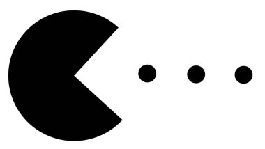 Pac-Man yeme topları siyah beyaz tematik illüstrasyon, retro Oyunlar İnceleme