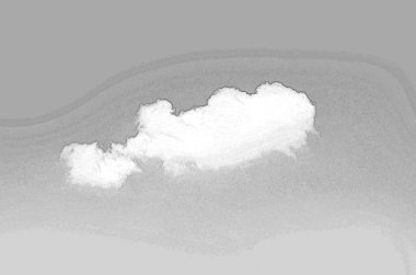 Mavi arka plan üzerinde tek bir bulut izole edilmiş. Beyaz bulut fotoğrafı, tatlı pofuduk bulut ve gradyan yaz gökyüzü