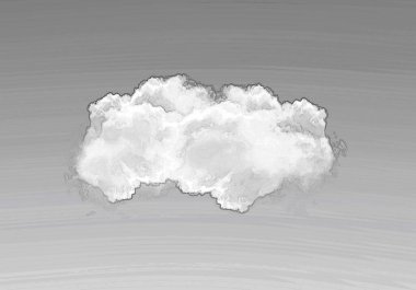 Derin mavi gökyüzünde izole edilmiş tek bir beyaz bulut şekli, gerçekçi bulut çizimi. Beyaz bulut şekli 
