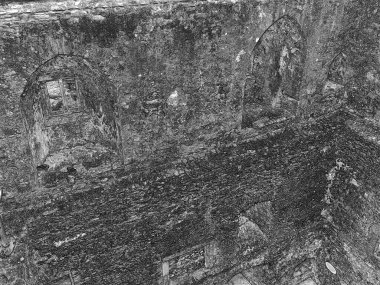 İrlanda 'daki Blarney kalesinin duvarları ve pencereleri, eski Kelt kalesi ve kalesi