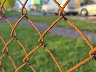 Rusty fence grid close view background clipart