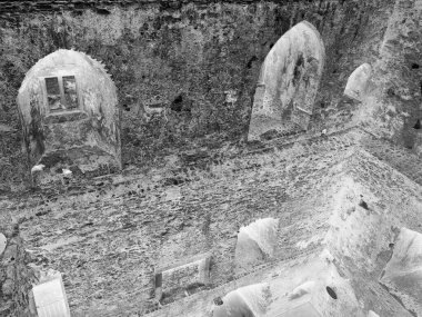 İrlanda 'daki Blarney kalesi, eski Kelt kale duvarları arka plan
