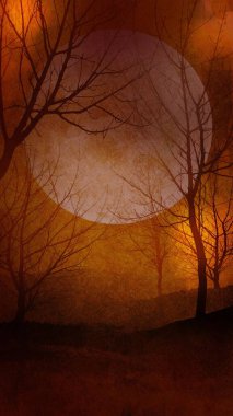 Serene full moonrise over a tranquil landscape clipart