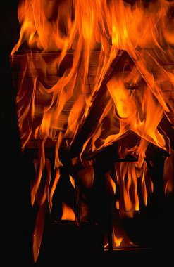 Fire flames close view background, natural fire clipart