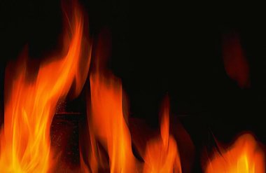 Fire flames close view background, natural fire clipart