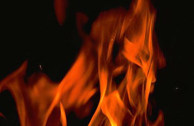 Fire flames close view background, natural fire clipart