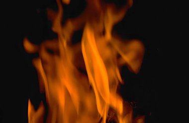 Fire flames close view background, natural fire clipart