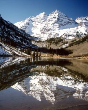 Majestic Snow-Capped Mountains Reflected in a Serene Highland Lake clipart