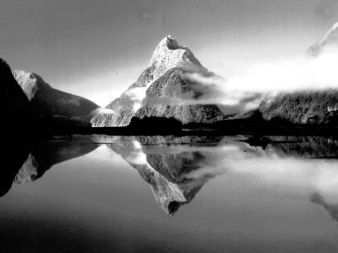 Mountains Landscape Black and White Grayscale Natural Composition clipart