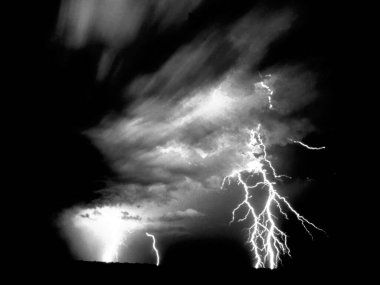 Natural Lightning During Storm Black and White HDR Background clipart