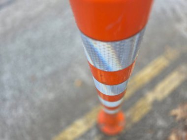 Striped road pole close view background clipart