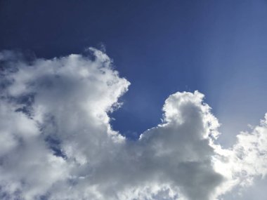 White fluffy cumulus clouds in the summer sky clipart