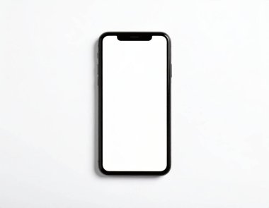 Boş beyaz ekran ile akıllı telefon beyaz arkaplan üzerinde taklit