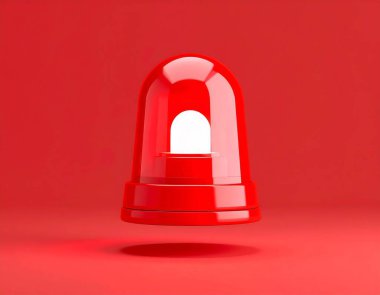 Katı kırmızı arkaplan üzerinde kırmızı alarm siren, uyarı kavramı