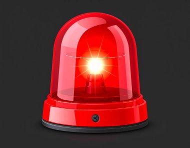 Gri arkaplan üzerinde kırmızı alarm siren, uyarı kavramı
