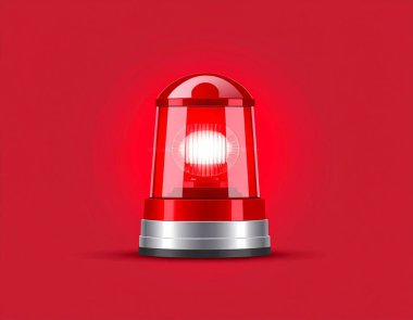 Katı kırmızı arkaplan üzerinde kırmızı alarm siren, uyarı kavramı