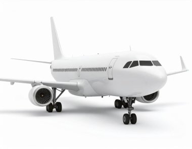 Beyaz arka plan üzerinde beyaz uçak 3D modeli