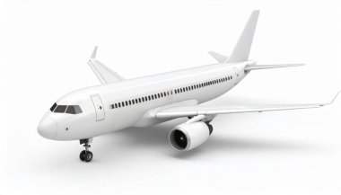 Beyaz arka plan üzerinde beyaz uçak 3D modeli