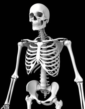 Siyah arka planda insan iskeleti, X-ray kemikleri