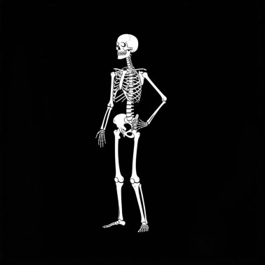 Siyah arka planda insan iskeleti, X-ray kemikleri
