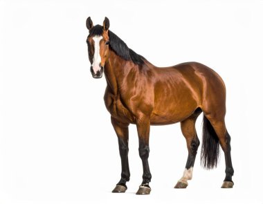 Horse over white background, no shadow