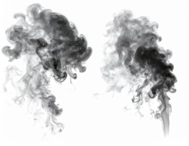 Beyaz arka plan üzerinde siyah duman, sihirli rahatlatıcı atmosfer