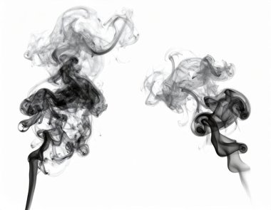 Beyaz arka plan üzerinde siyah duman, sihirli rahatlatıcı atmosfer