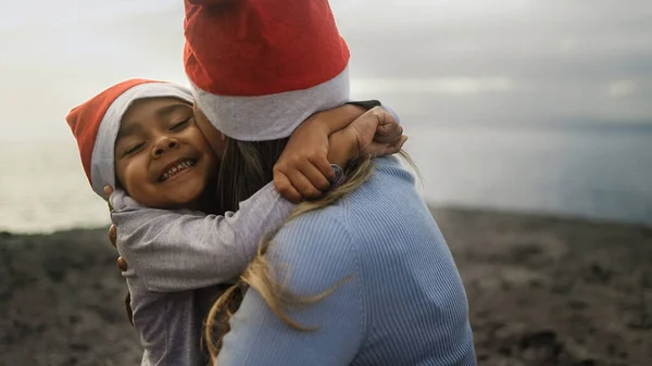 Happy Latin Family Enjoying Christmas Holidays Parenthood Holidays Concept — Stock Photo, Image
