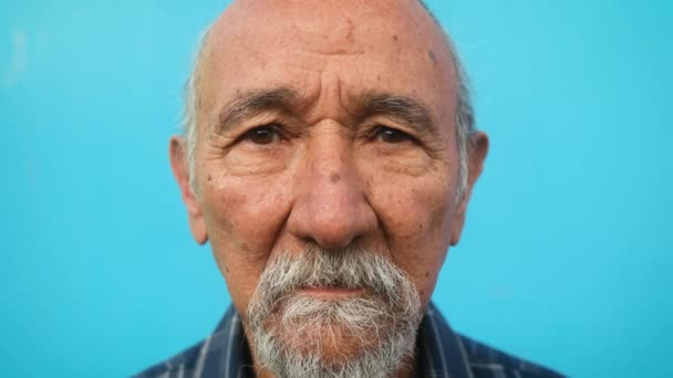 Close Senior Man Looking Camera Elderly People Lifestyle Concept — Stock Video